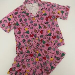Art Class Pink Pajama Set with Fun Patterns